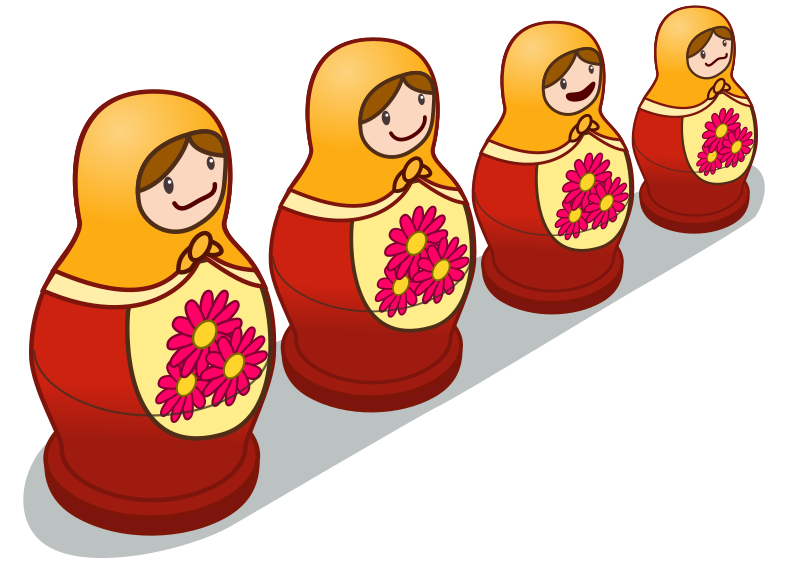 Set of isometric matryoshka dolls