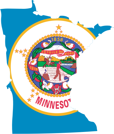 Minnesota State Outline with Flag Background 