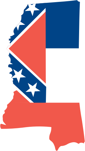 Mississippi State Outline with Flag Background 