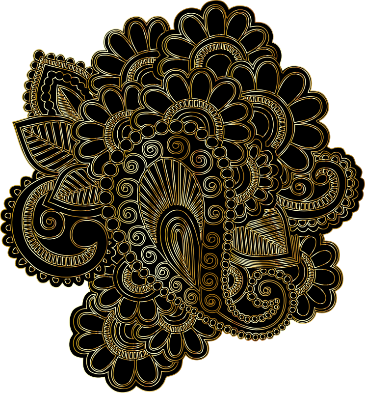 Henna Tattoo Revised Line Art Gold