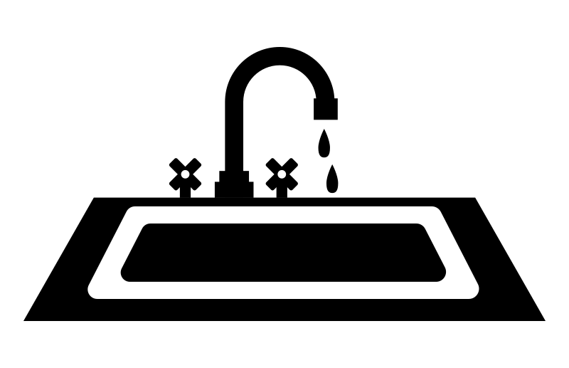 Simple kitchen sink and faucet icon