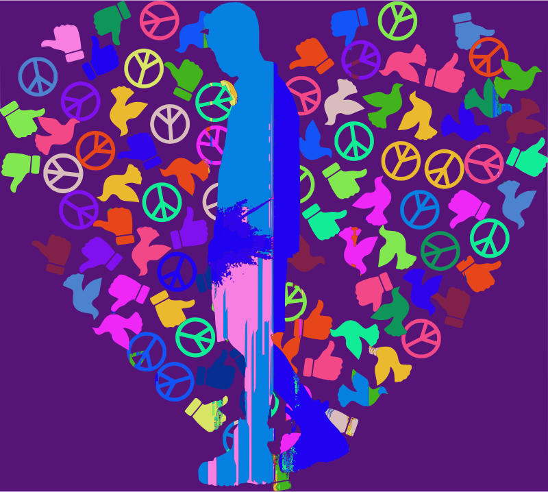 like peace and love heart design 2