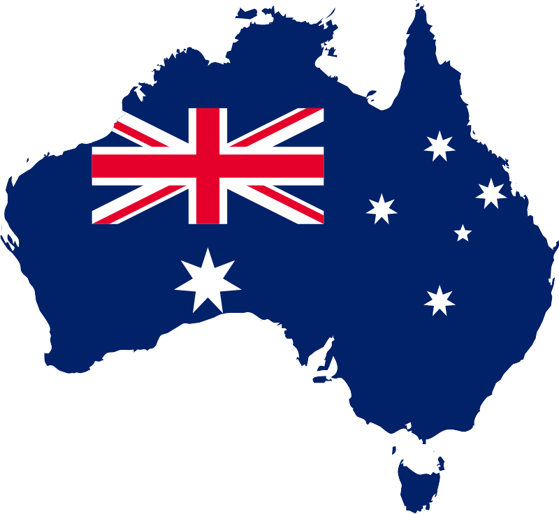 Australian map with flag