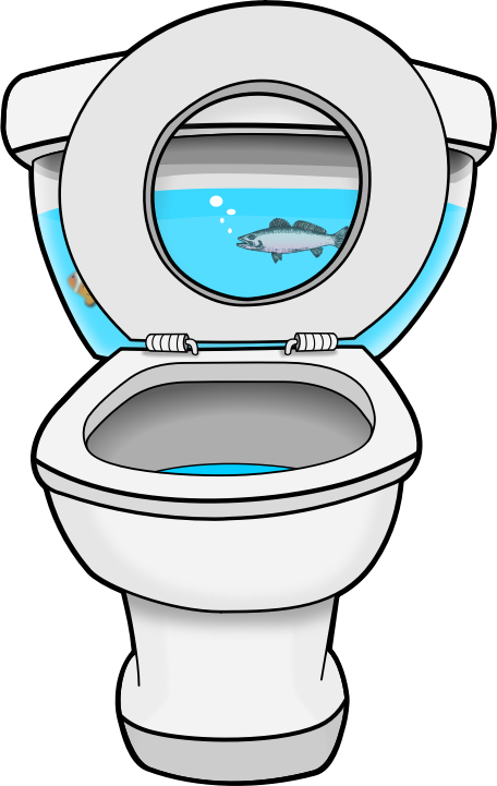 Clean toilet with seat up - AQUARIUM REMIX