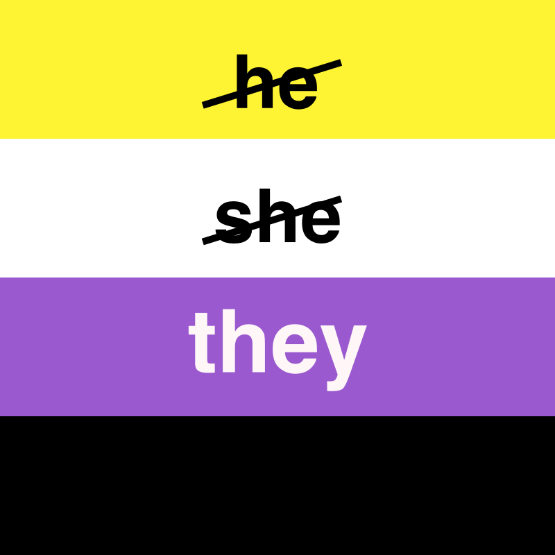 Non-binary pronouns they them on pride flag 