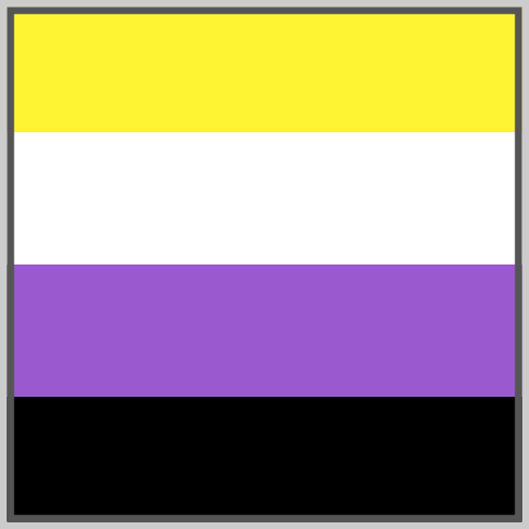 Non-binary pride flag with grey grooved border 