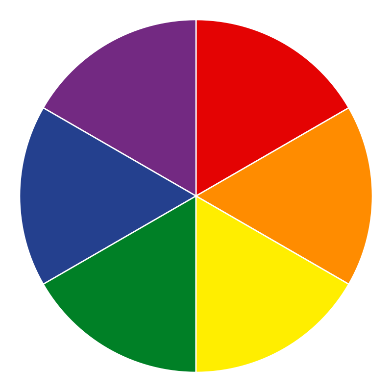 Rainbow gay pride pie chart 6 pieces 60 degrees