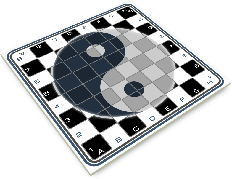 Chess Board - Yin Yang - 3d