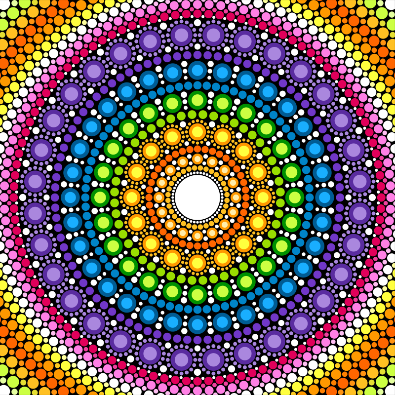 SWOOSHY RAINBOW Dot Mandala Pattern 