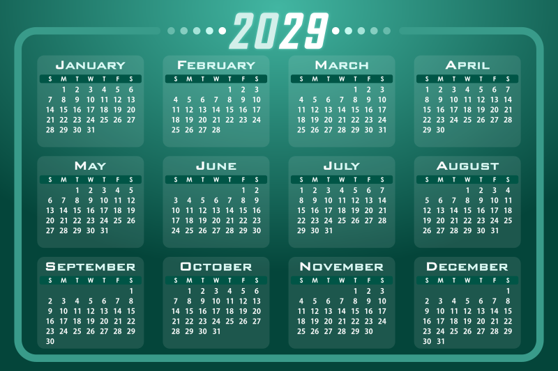 Calendar 2029