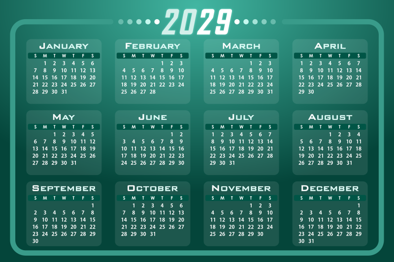 Calendar 2029 Openclipart