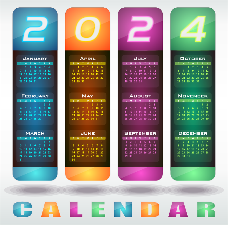 Calendar 2024 Colorful Design Openclipart