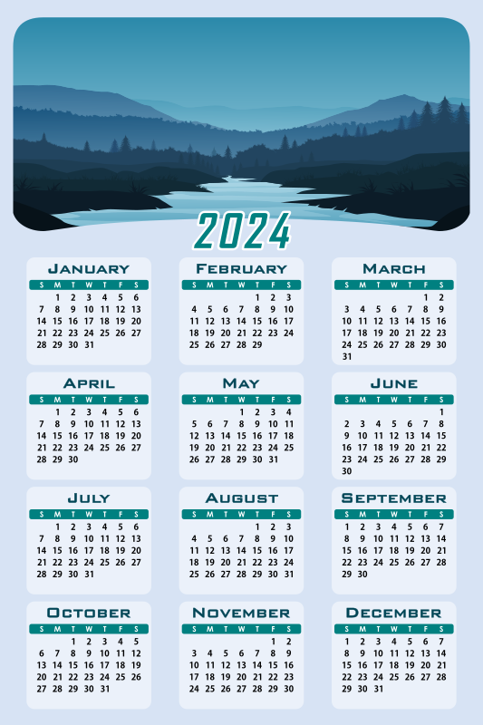 Calendar 2024 Portrait 4 Openclipart