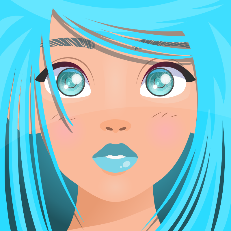 Anime Face - Blue