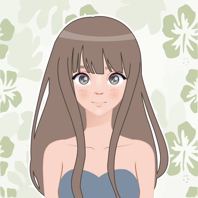 Anime girl portret with flower in long hair Vector Image