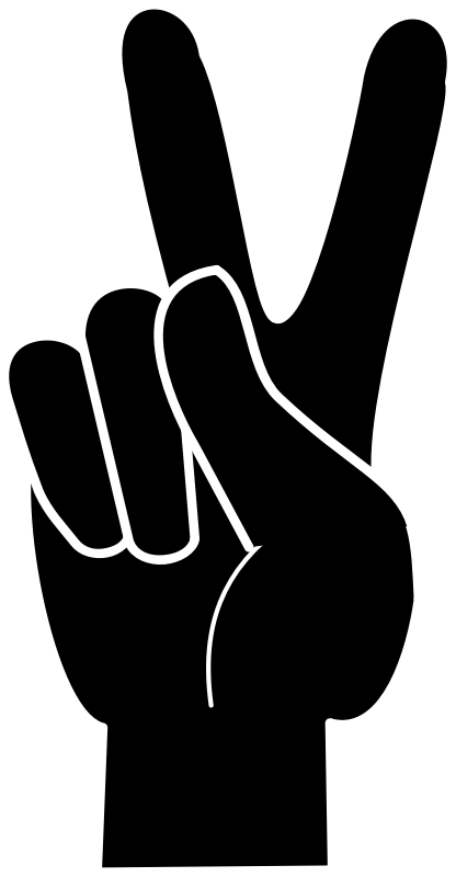 Black peace v-sign with white outline