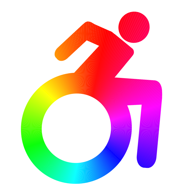 Wheelchair colorful gradient with white background in square shape ...