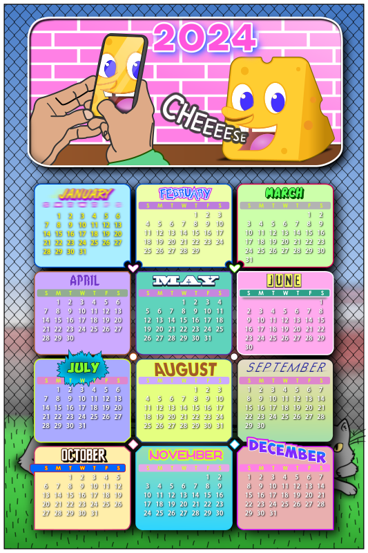 CALENDAR 2024 Cheese REMIX 3 Openclipart