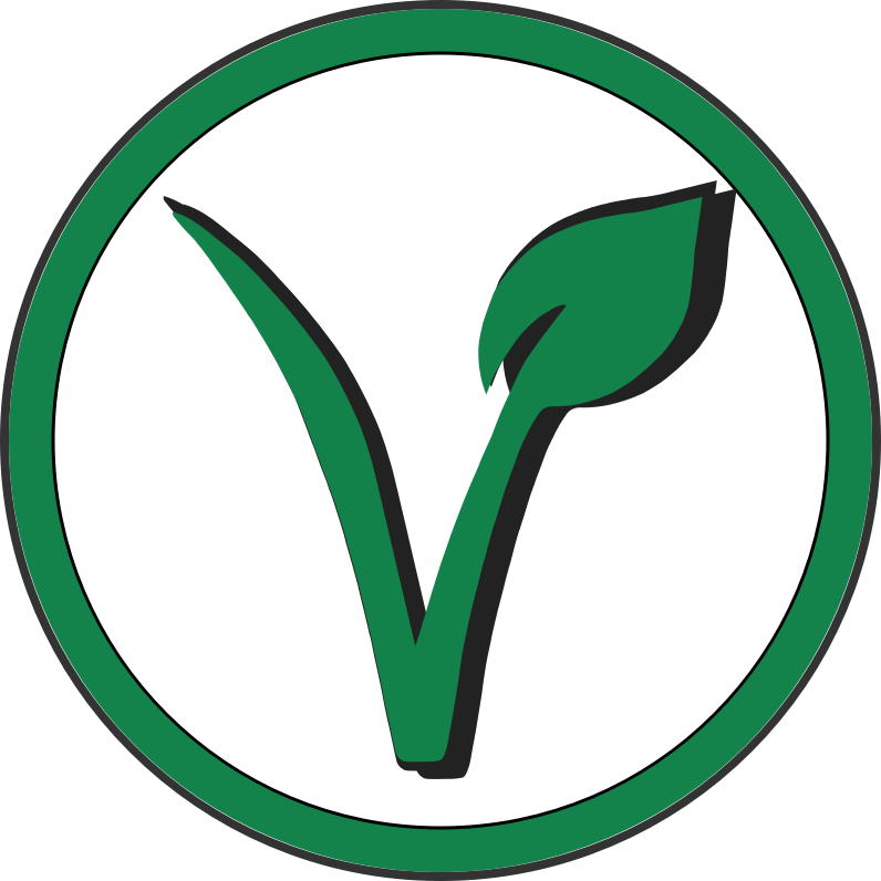 vegan v leaf in white circle 