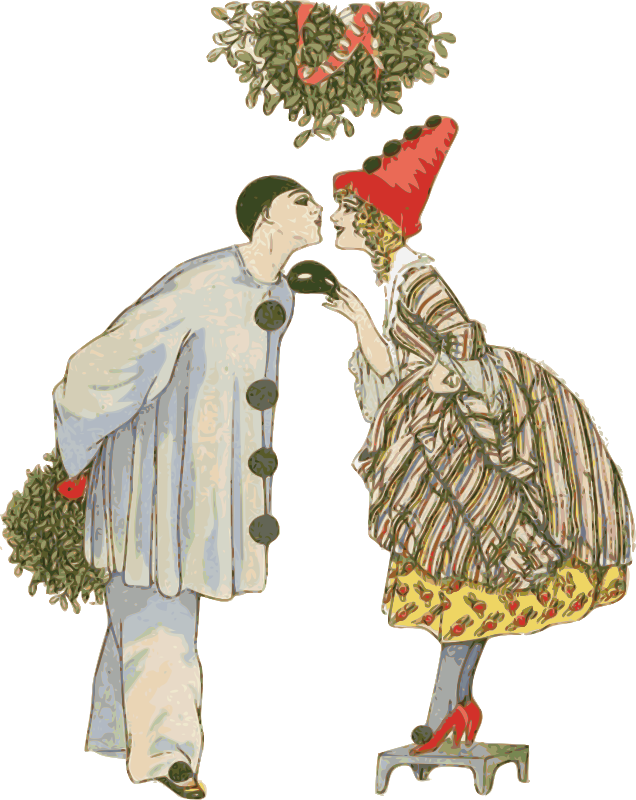 Kissing Under the Mistletoe - Openclipart