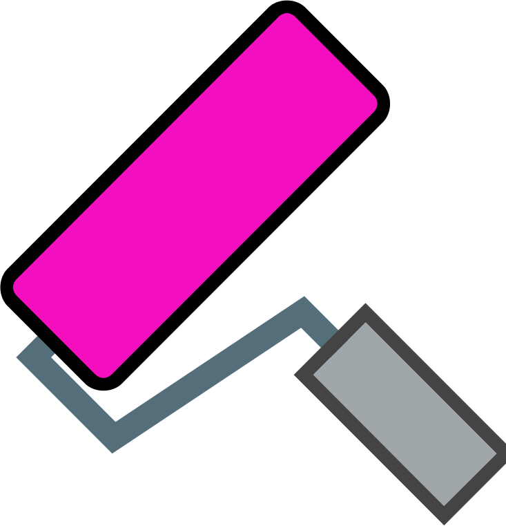 Paint roller for decorating with pink paint