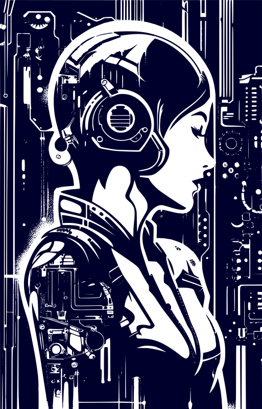 Cyberpunk woman stencil - Openclipart