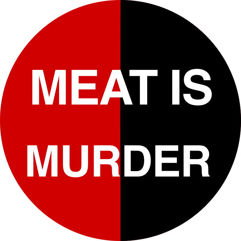 Meat is murder vegan vegetarian slogan red black badge - Openclipart