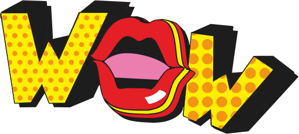 wow lips yellow black comic 