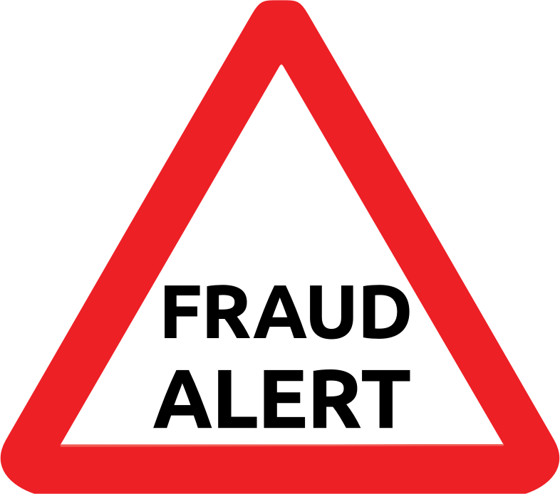 Fraud alert warning triangle 