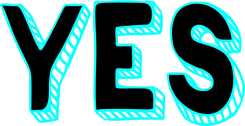 YES black cyan blue wordart