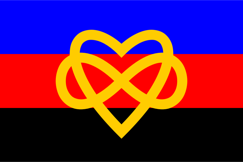 Polyamory flag with infinity heart