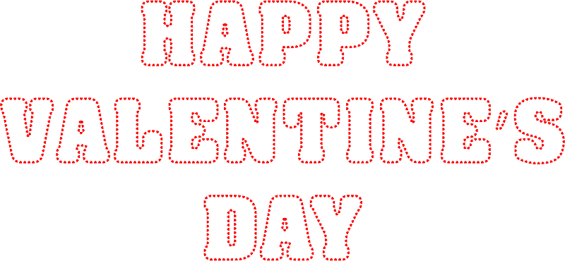 Happy Valentines Day Typography Hearts Outline