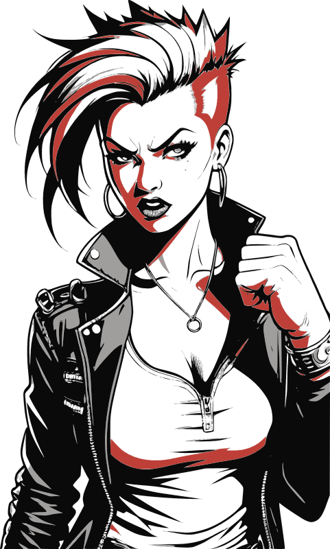 Punk girl making a fist