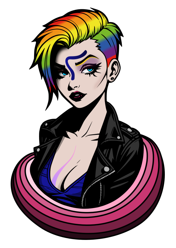 Punk Woman Sticker - Full Colour Remix