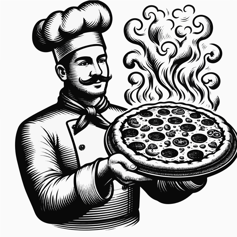 chef with a pizza