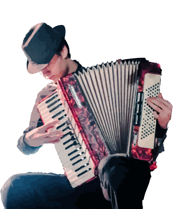 Man with a Hat and an Accordion