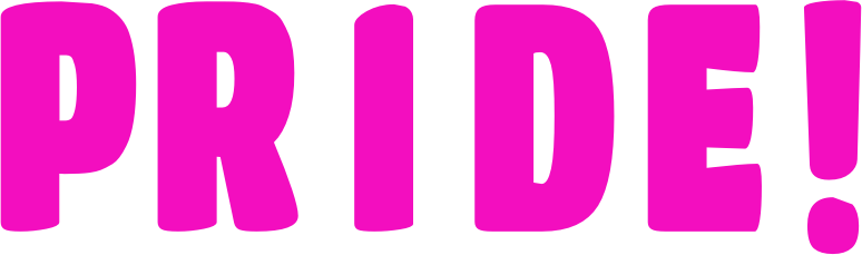 Pride! pink 3D block text exclamation