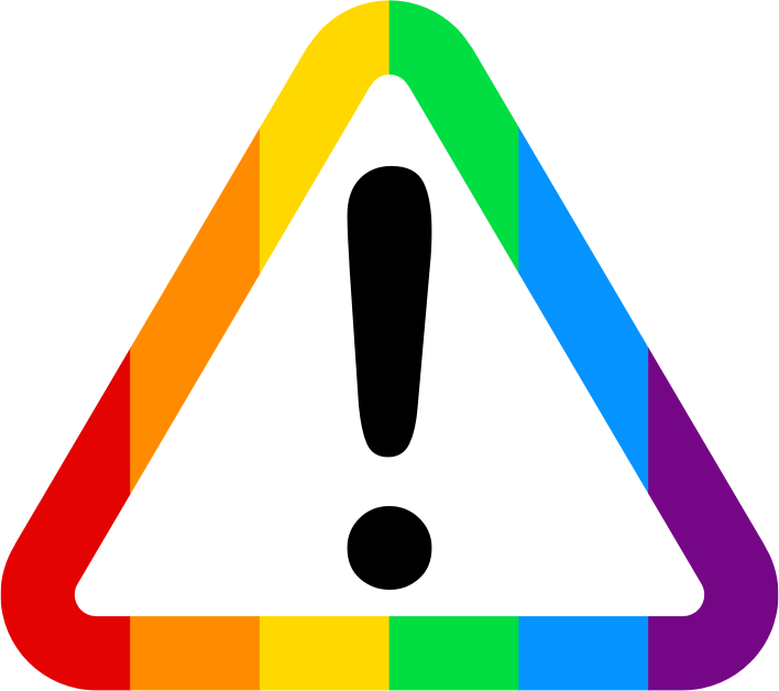 Rainbow pride warning triangle sign