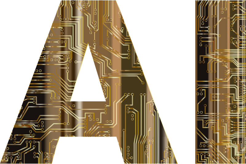 AI Typography PCB II Gold Outlines