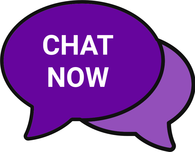 Chat now purple two tone speech bubbles