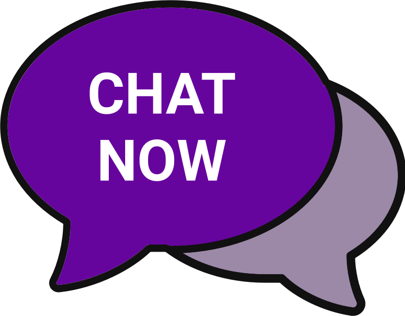 Chat Now purple lilac bubbles