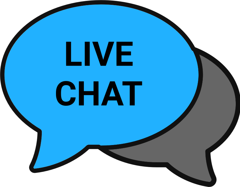 Live chat blue grey icon symbol 