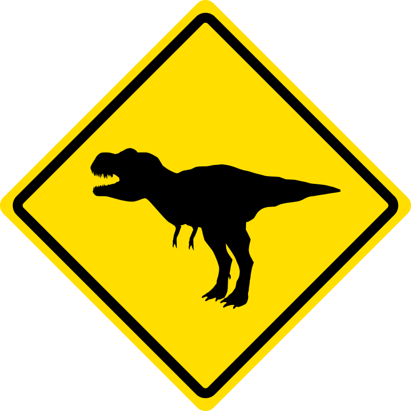 Dinosaur Crossing Caution Sign