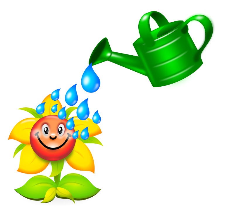 Watering Can with Happy Flower