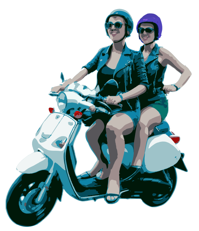 Two Ladies on a Moped