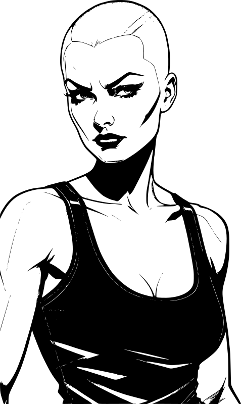 Buzzcut woman in tank top