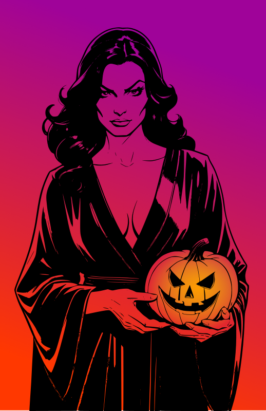 Woman holding Jack-o-Lantern