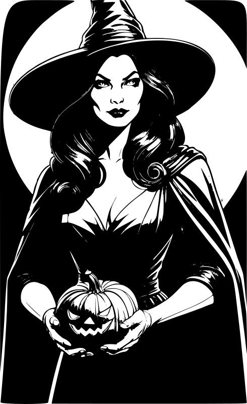 Witch holding pumpkin