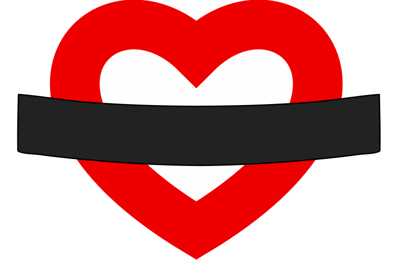 Red heart black tube sign