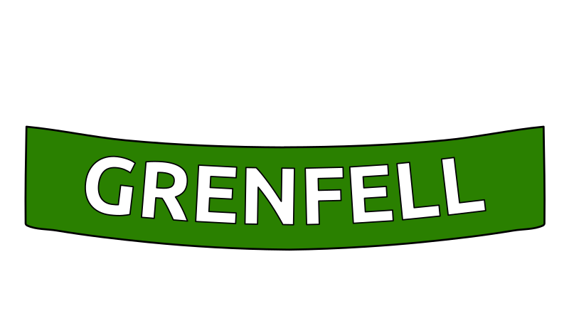 Grenfell on green banner